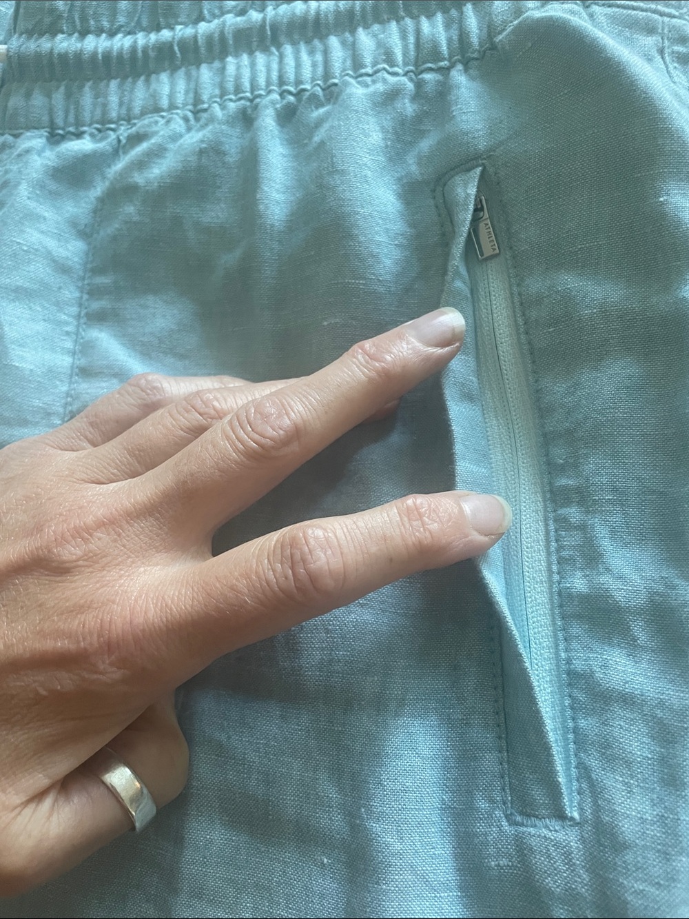 Athleta Retreat Linen Drawstring Women’s Pants - Light Blue - Picture 4 of 4